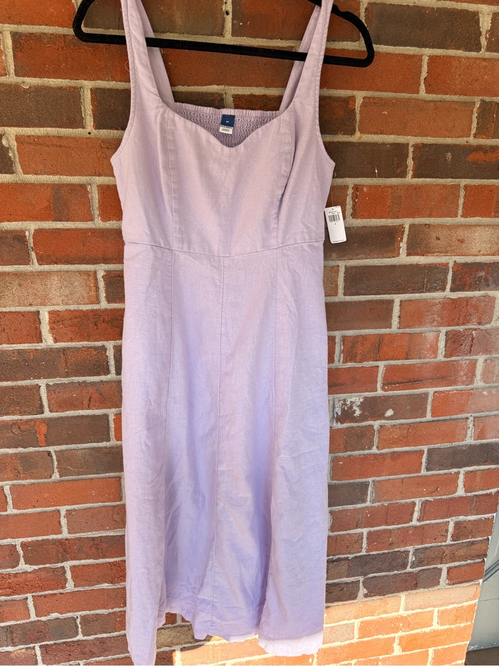Women’s Lavender Linen-Blend Midi Dress with pockets